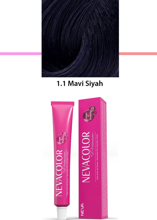 Premium 1.1 Mavi Siyah - Kalıcı Krem Saç Boyası 50 G Tüp