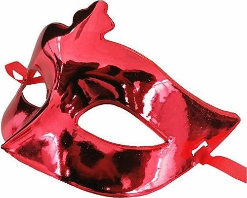 Kırmızı Renk Kostüm Partisi Ekstra Parlak Balo Maskesi 15X10 Cm