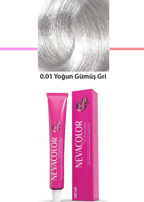 Premium 0.01 Yoğun Gümüş Gri - Kalıcı Krem Saç Boyası 50 G Tüp