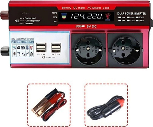 12V 2000W Araç Ve Güneş Enerjisi Uyumlu Modifiye Sinus Inverter Çift Usb Çift Priz Ve Çakmaklıklı