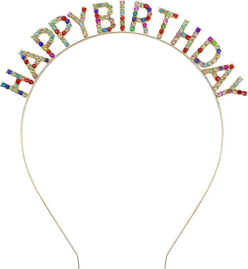 Rengarenk Kristal Taşlı Ekstra Lüks Gümüş Kaplama Happy Birthday Taç 16X17 Cm (4741)