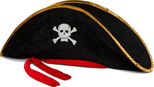 Yetişkin Boy Kadife Jack Sparrow Denizci Korsan Şapkası 50X20 Cm (4741)