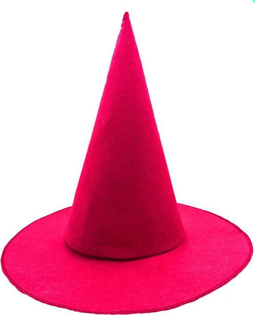 Pembe Fuşya Renk Keçe Cadı Şapkası Yetişkin Çocuk Uyumlu 35X38 Cm (4741)