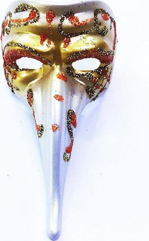Turuncu Renk İşlemeli Seramik Malzemeden İmal Venedik Uzun Maske Magnet (4741)