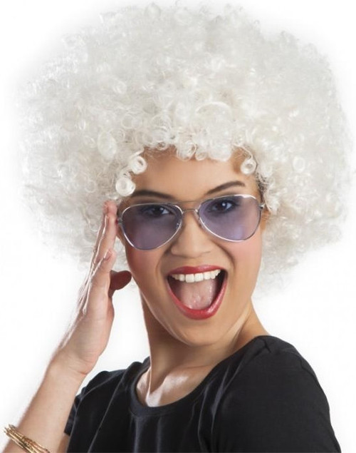 Beyaz Renk Kıvırcık Afro Bonus Peruk (4741)