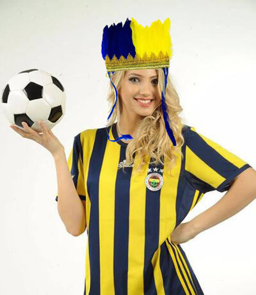 Sarı Lacivert Fenerbahçe Taraftar Tüylü Saç Bandı (4741)
