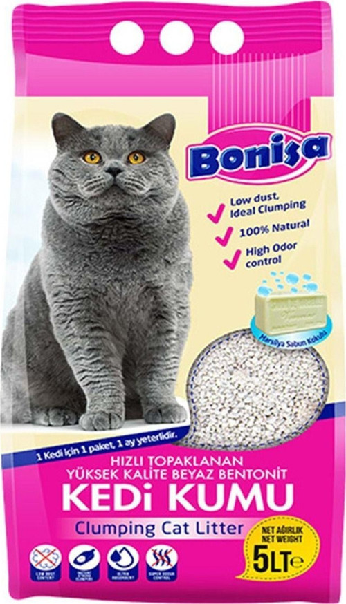 Bentonit 5 Lt Topaklanan Kedi Kumu Marsilya Sabun Kokulu