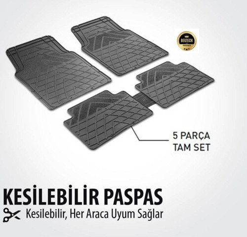Mercedes C Serisi W207 Sedan 2010 - 2016 Kesilebilir Universal Üçgen Desen Siyah Oto Paspas