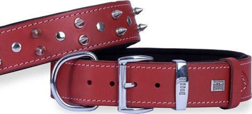 Comfort Deri Çivili Köpek Boyun Tasması Small Kırmızı 4x47-55 Cm