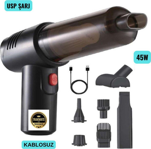 Tarkmats Bentley Azure Usb Kablosuz Emiş Ve Üflemeli Şarjlı Oto El Süpürgesi Siyah