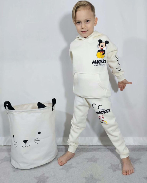 ERKEK ÇOCUK MİCKEY KAPŞONLU 3 İPLİK PAMUK EŞOFMAN TAKIMI