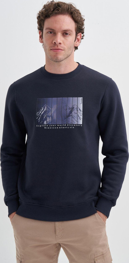 Erkek 3 İplik Kalın Lacivert Erkek Sweatshirt Cdr 5131