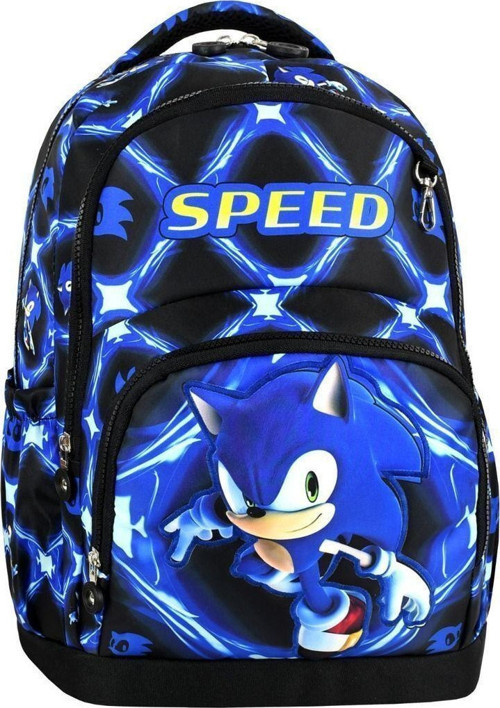 Sonic Mavi Üçlü Erkek Çocuk Ilkokul Okul Çantası Seti (Çanta Termal Beslenme Çantası Kalemlik)