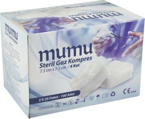 7,5 Cm X 7,5 Cm 4 Kat Steril Gaz Kompres 100 Adet (5'Li 20 Pakette)