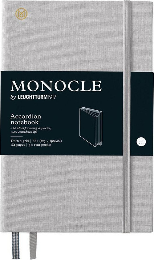 Monocle Sert Kapak Akerdeon B6+ Noktalı Defter Açık Gri 363369