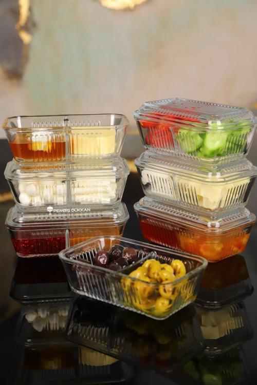 frigo bölmeli kapaklı kahvaltılık - tereyağlık peynirlik ballık 5 li