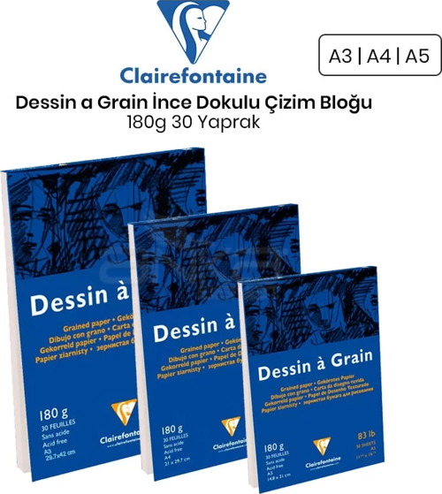 Dessin A Grain İnce Dokulu Çizim Bloğu 180G 30 Yaprak