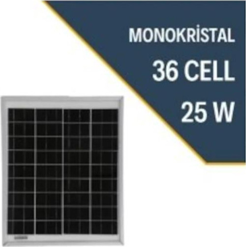 25 Watt Monokristal Güneş Paneli 25 W 12V