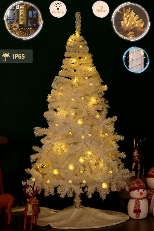 IP65 Dış Mekan Led - Gün Işığı Led - Beyaz Kablo Su Geçirmez 10 Metre Dekor Led Yılbaşı Süsleme