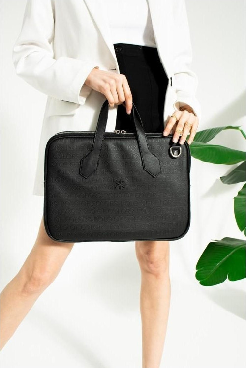 Impolo Joyce Siyahgofraj Baskı Unisex Netbok ve Evrak Çantsı 28X37 Ebatında