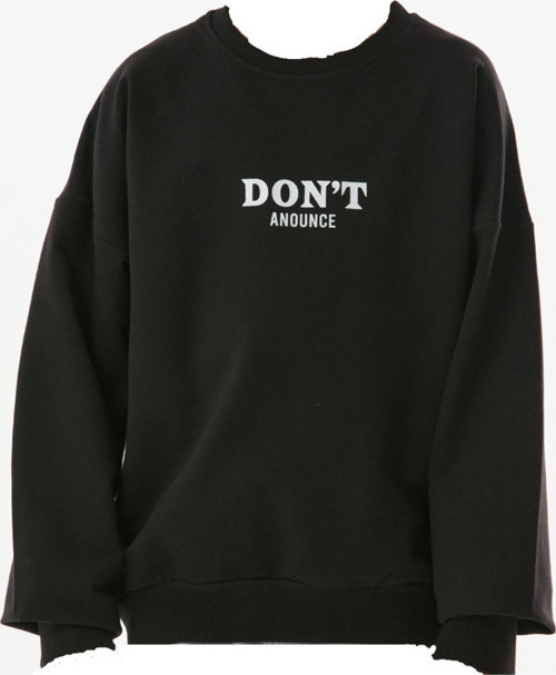 Kız Çocuk /Erkek Çocuk Don't Anounce Çift Taraf Yazı Desenli Siyah Renk Oversize Sweatshirt