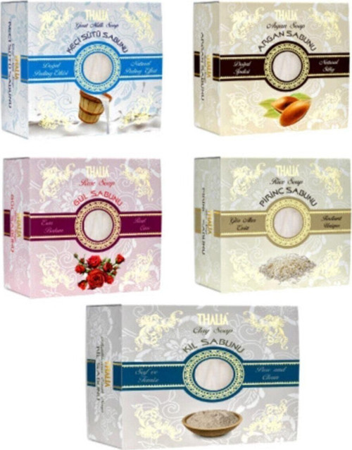 Bitkisel Sabun Güzellik Seti X5 Keçi Sütü-Kil-Argan-Gül-Pirinç 150 Gr