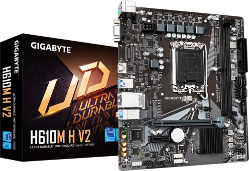 GIGABYTE H610M H V2 rev.1.0, 5600MHz, 2xDDR5, M.2, D-SUB, HDMI, 12-13.Nesil, LGA1700 Soket, Anakart
