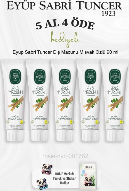 Eyüp Sabri Tuncer Diş Macunu Misvak Özlü 90 ml 5 Al 4 Öde ve Rosie Pamuk