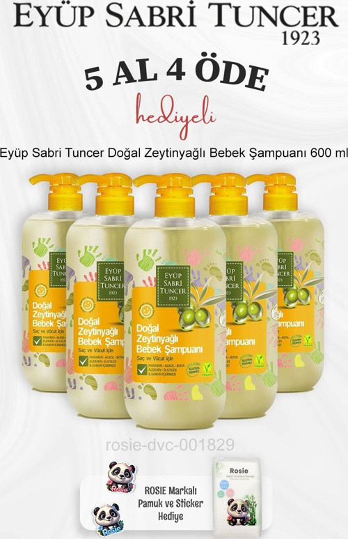 Doğal Zeytinyağlı Bebek Şampuanı 600 ml 5 Al 4 Öde ve Rosie Pamuk