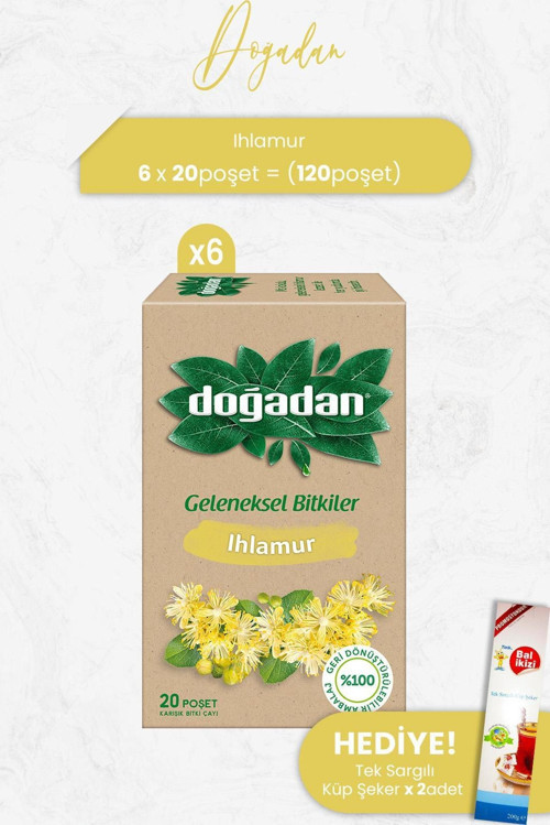 Ihlamur Çayı 20'li x 6 Adet ve Tek Sargılı Küp Şeker x 2 Adet