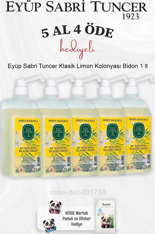 Klasik Limon Kolonyası Bidon 1 lt 5 Al 4 Öde ve Rosie Pamuk
