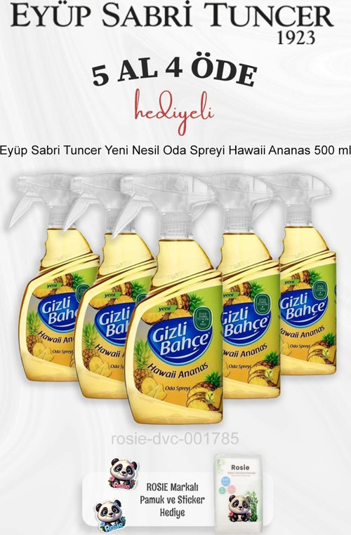 Yeni Nesil Oda Spreyi Hawaii Ananas 500 ml 5 Al 4 Öde ve Rosie Pamuk