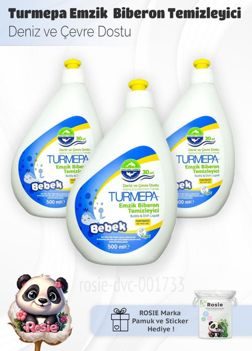 Bebek Emzik Biberon Temizleyici 500 ml x 3 ve Rosie Pamuk