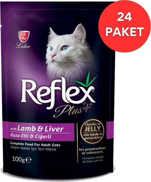 Plus Kuzu Etli Ve Ciğerli Gravy Soslu Pouch Yetişkin Kedi Konservesi 100 Gr (24 Paket)