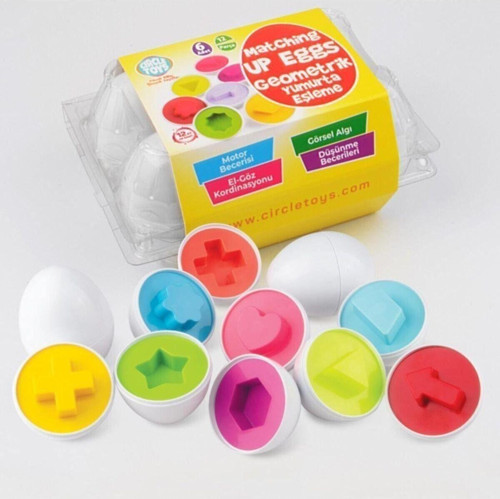Özlem Toys Geometrik Yumurta Eşleme Görsel Algı Koordinasyon Becerisi Gelişimi 6 Lı