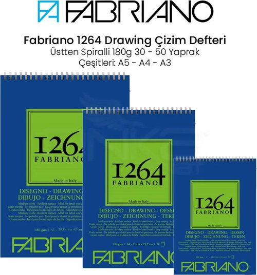 1264 Drawing Paper Çizim Defteri Üstten Spiralli 180g