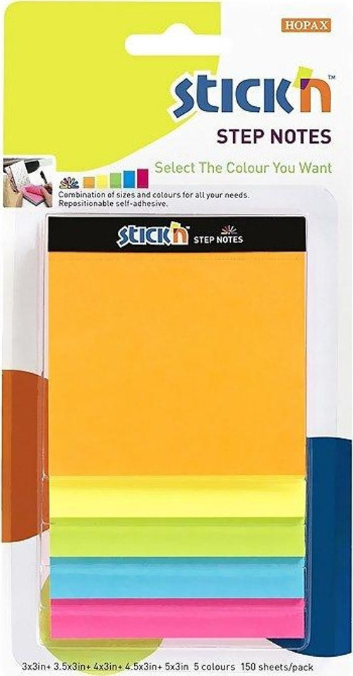 STİCK'N 21423 YAPIŞKANLI NOT KAĞIDI 76x76 150 YAPRAK NEON 5 RENK
