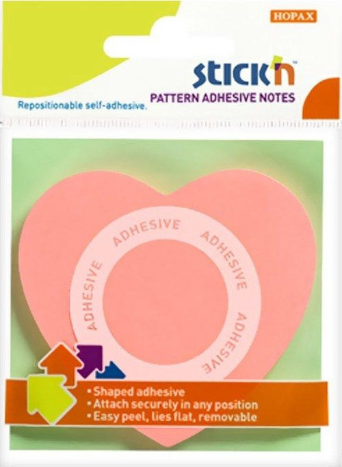 STİCK'N 21545 YAPIŞKANLI KALP NOT KAĞIDI 70x70 50 YAPRAK PEMBE