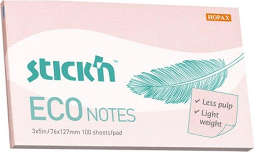 STİCK'N 21750 ECO YAPIŞKANLI NOT KAĞIDI 76x127 100 YAPRAK PEMBE