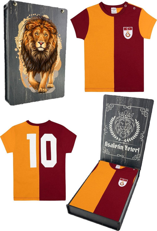 Orijinal Lisanslı Metin Oktay Sarı Kırmızı Unisex Bebek T-shirt Hediyelik Ahşap Kutulu