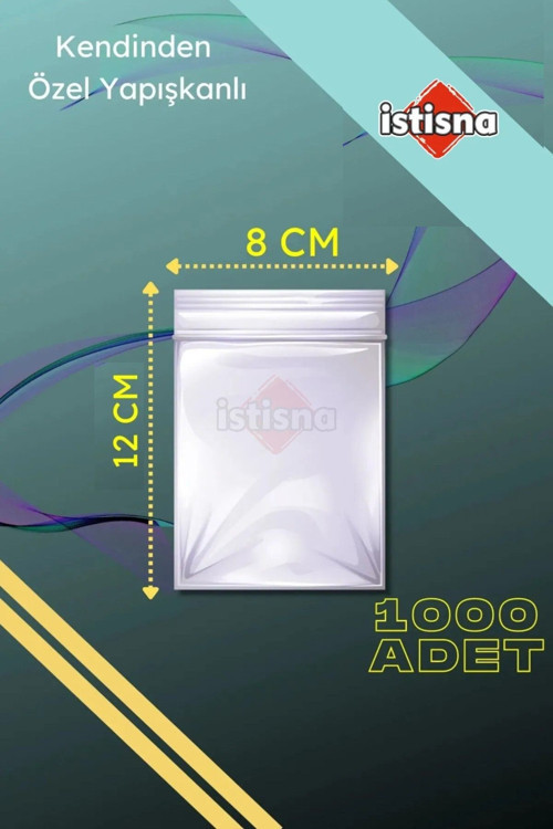 1000 Adet 8x12 Cm Kendinden Yapışkanlı Açılıp Kapanabilir Şeker Kurabiye Şeffaf Plastik Poşet Torba