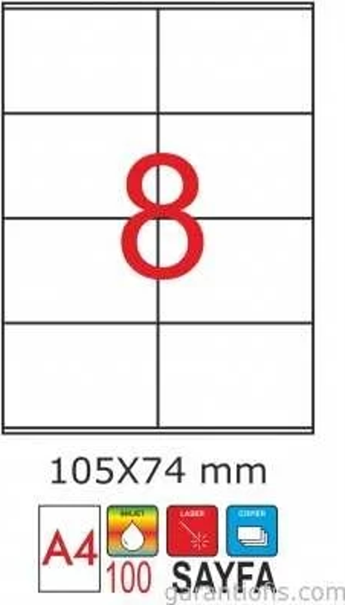 2055 Laser A4 Sayfa Etiketi 105x74,25mm (100 lü Paket)