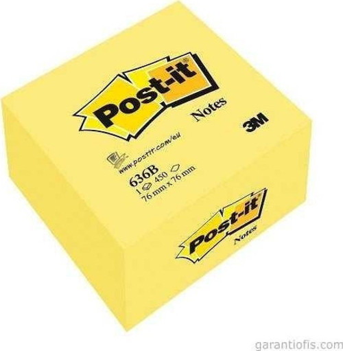 636B Kanarya Sarısı Küp Not Kağıdı (76x76mm - 450 Yaprak)