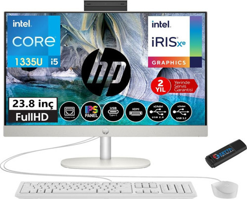 Proone 240 G10 Intel Core I5 1335U 16GB Ram 2tb SSD 23.8 Fhd IPS WİNDOWS11HOME Beyaz All In One Bilgisayar 6623Z2ET19 + Zetta USB Bellek