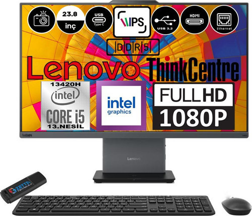 Thinkcentre Neo 24 50A Gen5 Intel Core I5 13420H 96GB Ddr5 4tb SSD Windows 11 Home Intel® UHD Graphics 23.8" Fhd All In One Bilgisayar 12SC000YTRH20 + Zetta Flash Bellek