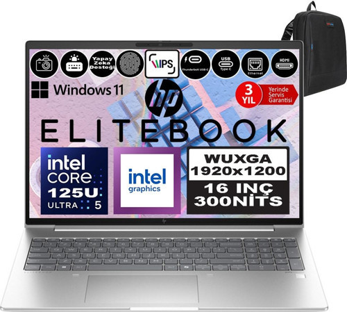 Elitebook 660 G11 Ultra 5 125U Ddr5 96GB 2tb SSD Aı Boost 16" Wuxga IPS Windows 11 Pro 9Y7L8ETP33 + Zetta Çanta