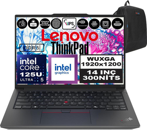 Thinkpad E14 Gen6 Intel Core Ultra 5 125U 16GB 2tb SSD Intel® Aı Boost 14" Wuxga IPS Windows 11 Pro Taşınabilir Bilgisayar 21M7002PTXP03 + Zetta Çanta