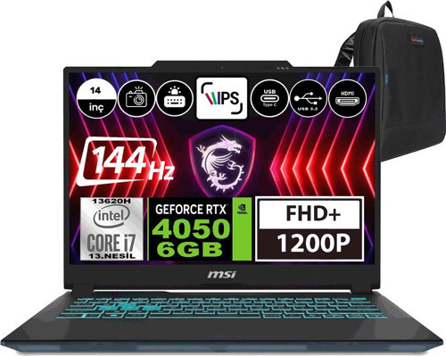 Cyborg 14 Intel Core I7 13620H 96GB 1tb SSD RTX4050-6GB Freedos 14" Fhd + 144Hz Taşınabilir Bilgisayar A13VE054XTRWF10 + Zetta Çanta