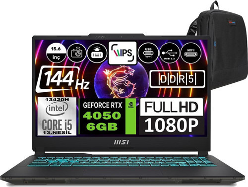 Cyborg 15 Intel Core I5 13420H 96GB 1tb SSD RTX4050 6gb Windows 11 Pro 15.6" Fhd 144Hz Taşınabilir Bilgisayar A13VE1478XTRWP14 + Zetta Çanta