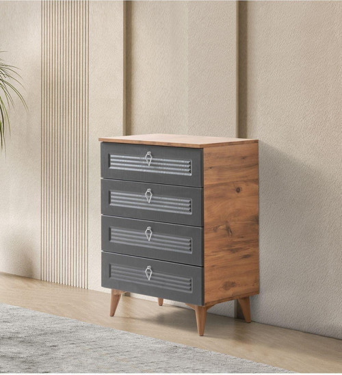 Avm 24 301 Şifonyer Ceviz - Antrasit Mdf Kapak 70 x 45 x 95 cm